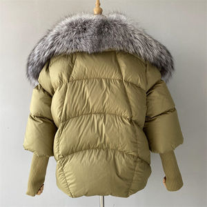 アウトドア ラグジュアリー ビッグ 天然 リアルフォックスファー襟 ダウンジャケット パファーパーカ 暖かい カスタム 冬 女性 フェザー ホワイトダックダウンコート - Product Image 5