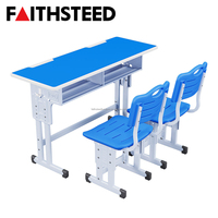 Ensemble de bureau et chaise double moderne pour étudiants, réglable en hauteur, bureau scolaire pour 2 personnes, table d'étude ergonomique pour enfants