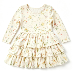 Nuovo Stile 2026: Abito Estivo a Strati per Bambina, Personalizzabile, Collo Tondo, Linea A, in Bambù Morbido, Nero - Product Image 3