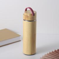 Termos Baja Tahan Karat dengan Filter, Termos Botol Air Bambu Vakum Ramah Lingkungan