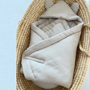 부드러운 코튼 모슬린 아늑한 유아 포대기 후드 신생아 침낭 자루 아기 유모차 침대 담요 - Product Image 1