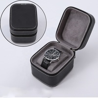 Boîte de rangement pour montres en cuir PU noir, vert et orange, étui portable pour montres avec doublure en daim et coussinets zippés – Grande Vente