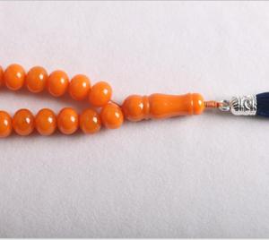 Colore arancione non <span class=keywords><strong>ambra</strong></span> Tasbih <span class=keywords><strong>con</strong></span> nappa pendente 33 perline collana musulmana Turkish resina rosario - Product Image 3