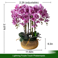 Anggrek NI Bunga Poliuretan Buatan 63cm Bunga Phalaenopsis Buatan Dengan Vas Mewah Bunga Buatan Modern Dalam Pot