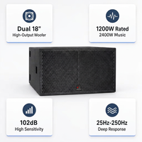 Subwoofer professionnel double de 18 pouces, 1200W, haute puissance audio pour stade et scène