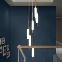 Lustre moderne en fer et verre avec escalier tournant LED doré, décoration artistique pour salon, salle à manger, plafond haut