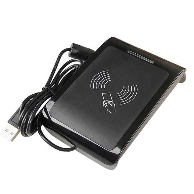 Black Plastic Dual Interface IC Card Reader RFID 13.56MHz Handheld Card Reader/Writer with ISO14443A Protocol