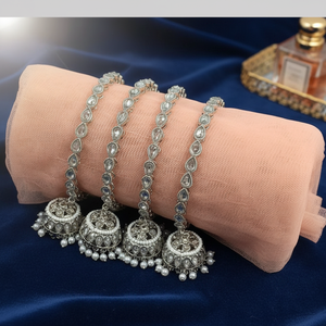 Ensemble de bijoux fins plaqués argent avec pierres en cristal et bracelets en perles - Product Image 3