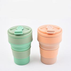 Vente en gros de tasses à café en silicone pliables résistantes aux hautes températures avec couvercle, tasse à eau portable réutilisable pour les voyages et le camping - Product Image 4
