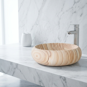 Lavabo ovale en pierre naturelle pour salle de bain, vasque à poser en marbre beige pour hôtel - Product Image 1