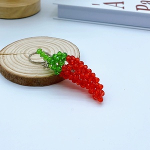 Wholesale Plastic Beads Eggplant Pendant Vegetable <b>Keyrings</b> Promotion Gift Acrylic Beads Handmade Pumpkin Charm Chili Keychains - Product Image 6