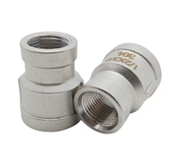 Raccord réducteur forgé en acier inoxydable 304, filetage femelle 3/4" 1/2", adaptateur de tuyau droit DN15, trou de montage pour plomberie gaz