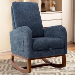 Bequemer Boucle Living Room Glider <span class=keywords><strong>Chair</strong></span> Schaukel stuhl für Erwachsene mit einziehbarer Fuß stütze - Product Image 1