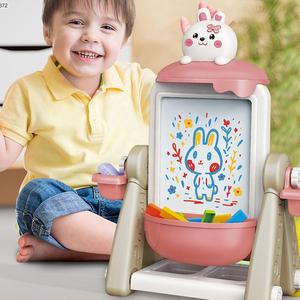 Mainan papan gambar Montessori baru 2 dalam 1 papan gambar blok bangunan dua sisi edukasi dengan dudukan untuk anak-anak - Product Image 3