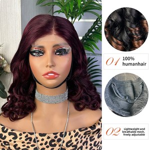5x5 Lace Front <b>Wig</b> <b>Human</b> Remy Hair Glueless Handwoven Bouncy Curl 16 Inch Natural Color Front Lace <b>Wig</b> - Product Image 3