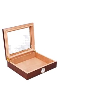 Boîte de rangement pour cigares en bois, boîte de collection de cigares, boîte humidificatrice pour cigares en bois faite à la main, boîte carrée en bois à couvercle rabattable - Product Image 1