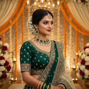 Ethnic <b>Gold</b> Plated Alloy Crystal Rhinestone Necklace Earrings Maang Tikka <b>Set</b> for Women's Indian Bridal Wedding Engagement - Product Image 3