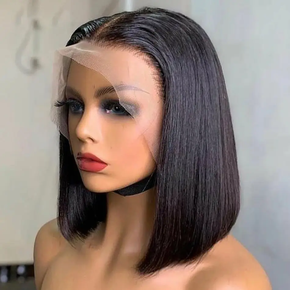 12A Vietnam Bone Straight Bob Human Hair Wigs with natural baby hairline lace front wig for woman