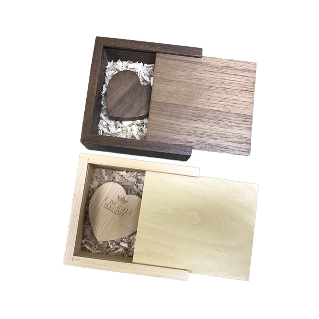 Walnut Wooden Heart USB Flash Drive 32GB/64GB/128GB USB 2.0/3.0 High Speed Custom Engraved Photo Wedding Gift Box New Product