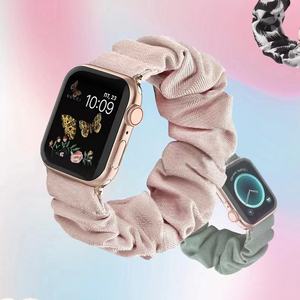 Tissu de luxe personnalisé pour bracelet Apple Watch pour femmes, respirant, élastique, bracelet <span class=keywords><strong>IWatch</strong></span> S8/S9, bracelet de montre tendance - Product Image 4