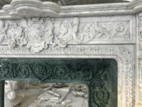 2025 Usine Fait À La Main Naturel Blanc Carrare Marbre Cheminée avec Marbre Vert Cadre Intérieur Statue Unique Statuaire Décor À La Maison