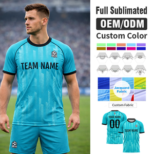Maglie da Calcio Estive Personalizzate Unisex, Traspiranti in Tessuto Jacquard Stampato, Manica Corta, Set Completo per Adulti, <span class=keywords><strong>Kit</strong></span> Uniforme da Calcio ad Asciugatura Rapida - Product Image 1