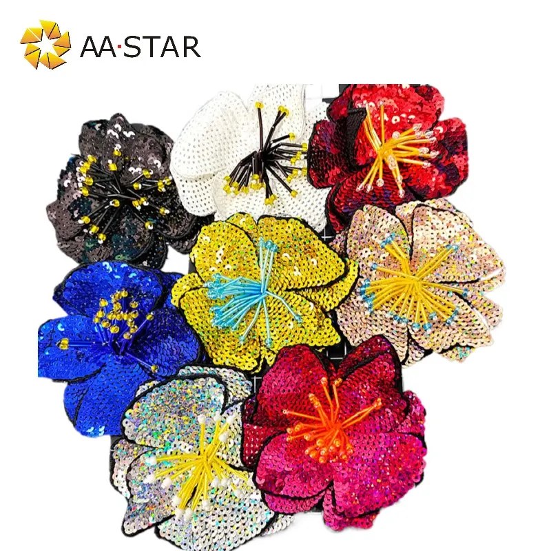 Neuankömmling 8 Farben Blumen Pailletten Patches für Tasche angepasst