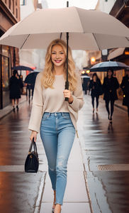 Parapluie de golf en fibre de carbone ultra léger 27 pouces 8 baleines 230g OEM ODM cadre en fibre de carbone résistant au vent parapluie droit - Product Image 3