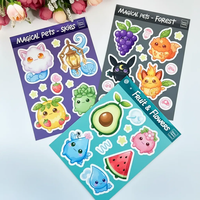 Etiquetas de dibujos animados impresión troquelada pegatinas hoja impermeable brillo vinilo Logo pegatina paquete A4A5A6 personalizado beso corte pegatina hoja