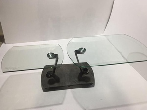 Motional Đen Nickel Thép Chromed Feet Gốm Cơ Sở Bàn Cà Phê Với Glass Rotation Top - Product Image 3