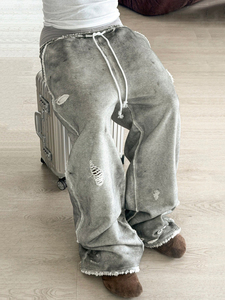 Pantalones Jogger Holgados para Hombre, 100% Algodón de Alto Gramaje, con Lavado Ácido, Efecto Desgastado y Rasgado, Personalizados - Product Image 5