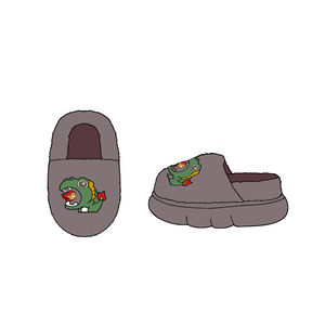 Chaussons en peluche unisexe antidérapants à bout fermé, personnalisés, chauds, doux, mignons, amusants, motif dinosaure ou dragon, style anime, pour l'hiver – Vente en gros à succès - Product Image 6