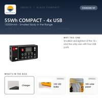 Batterie lithium-ion 15000 mAh, mini générateur solaire portable d'extérieur avec écran numérique, 4 ports USB, alimentation de secours