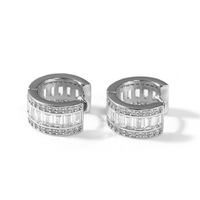 Boucles d'oreilles hip-hop minimalistes avec breloque diamant, style unisexe, tendance mode hip-hop, boucles d'oreilles en laiton avec zircon, accessoires hip-hop rap