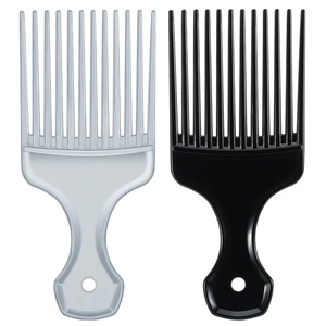 Custom Logo Plastic Afro <b>Comb</b> Black Men Styling Fork <b>Comb</b> Anti Static Hair Pick <b>Comb</b> - Product Image 1