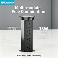 SINOAMIGO Enchufe de Mesa Elevable con Control Táctil para Conferencias Americanas, Enchufe Eléctrico Oculto para Cocina/Escritorio, Enchufe Pop-up para Mesa