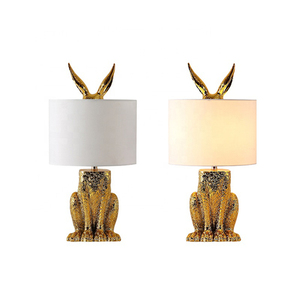 Christmas Cute Resin Rabbit Creative Table Small <b>Lamp</b> with Gold White Color for Birthday Gift - Product Image 3
