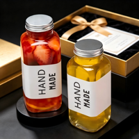Bouteille en verre de 300 ml avec fond plat français transparent, bouteille d'emballage pour jus pressé à froid et brandy avec bouchon à vis