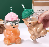 Offre Spéciale – Nouvelle Bouteille d'Eau en Verre Transparent en Forme d'Ours Mignon avec Couvercle en Silicone et Paille pour la Maison et la Restauration