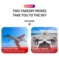 Modèle d'avion de chasse F16 RC, avion télécommandé 2,4 GHz à 3 canaux avec son de moteur à réaction pour un vol facile et une aventure pour les enfants