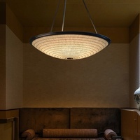 Candelabro LED redondo para restaurante japonés, lámpara colgante creativa de lujo nórdico francés, luz colgante para decoración del hogar interior