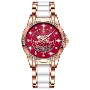 Podagar-relojes de lujo con diamantes para mujer, accesorio de moda, reloj de cuarzo luminoso, resistente al agua, 362