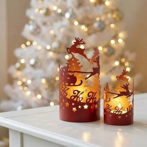 Latest Wholesale Durable Santa Sleigh Design Cutwork Metal Votive <b>Candle</b> Holders for Christmas Home Decoration - Product Image 1
