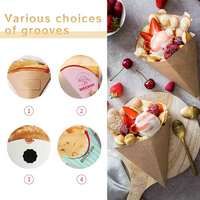 Support d'emballage personnalisé pour crêpes gaufrées, cônes à churros, boîte à crêpes en papier enduit de cire avec logo imprimé