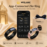 Conception originale WESLAMIC ITasbih Peace 1, bague compteur de tasbih intelligente, finition luxueuse, emballée dans un coffret cadeau