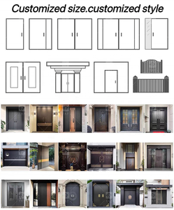 Porte d'<span class=keywords><strong>entrée</strong></span> en métal sur mesure à double hauteur pour villa avec panneaux de verre fixes, portes d'<span class=keywords><strong>entrée</strong></span> extérieures pour maisons - Product Image 5