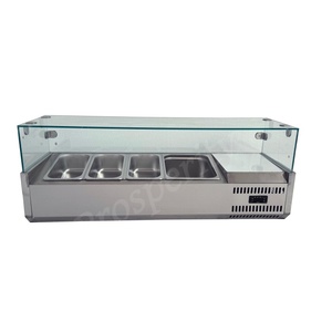 Tavolo Refrigerato per Insalate da 1,2m, Banco Frigo per Insalate, Espositore per Insalate in Acciaio Inox, Tavolo Preparazione Pizza con Raffreddamento Diretto - Product Image 1