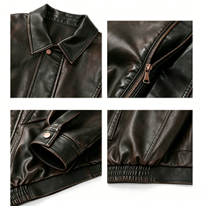 Giacca da uomo in <span class=keywords><strong>pelle</strong></span> PU effetto invecchiato, stile biker, di alta qualità, taglie forti, bestseller - Product Image 3