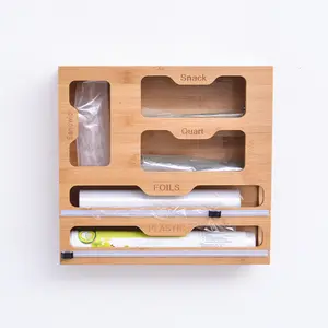 Бамбуковая сумка на молнии, органайзер для хранения продуктов, 4 + 2 комплекта, Кухонный Контейнер, органайзер из фольги и пластиковой пленки