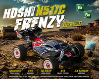 HOSHI N517C Crazy Voiture RC 4x4 Brushless à l'échelle 1/12, Véhicule de Course Rapide 70KM/H, Version RTR avec 2 Batteries
